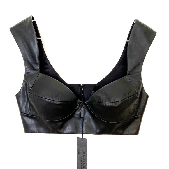 RUBIN SINGER Faux Leather Bra Crop Top - Picture 5 of 9